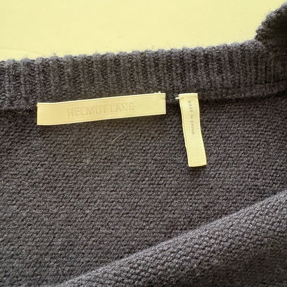 Helmut Lang Asymmetrical Navy Wool Cashmere Blend Sweater XS - Picture 5 of 6
